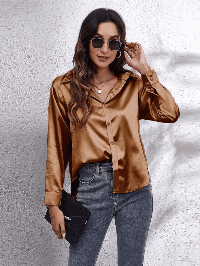 Blouse Longue Femme Satinée Chic 11