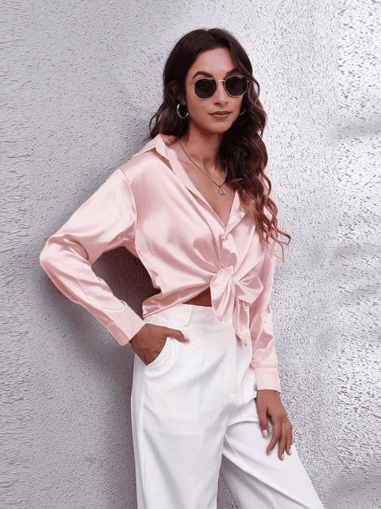 Blouse Longue Femme Satinée Chic 13