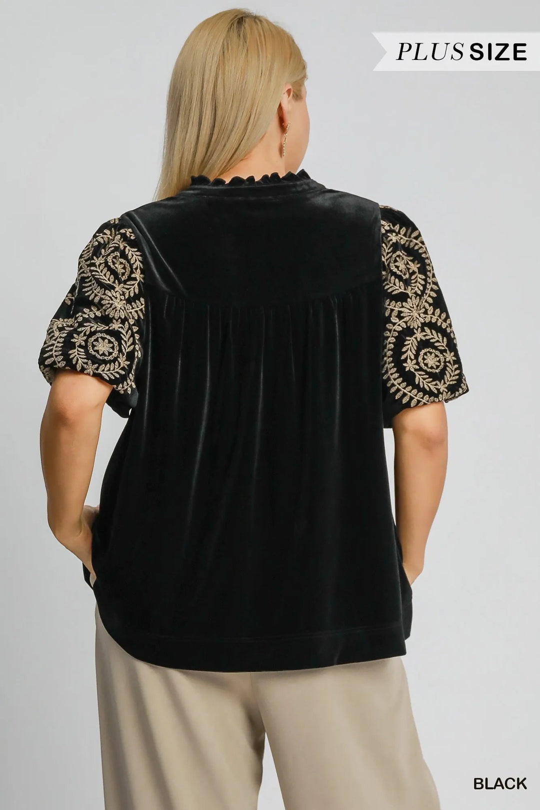 Blouse en Velours à Manches Brodées pour Femmes 7