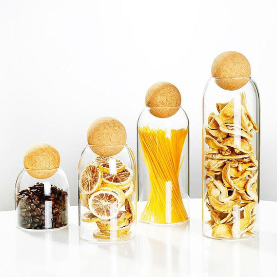 Bocaux Conservation Verre avec Couvercle en Liège pour Épices et Aliments 8