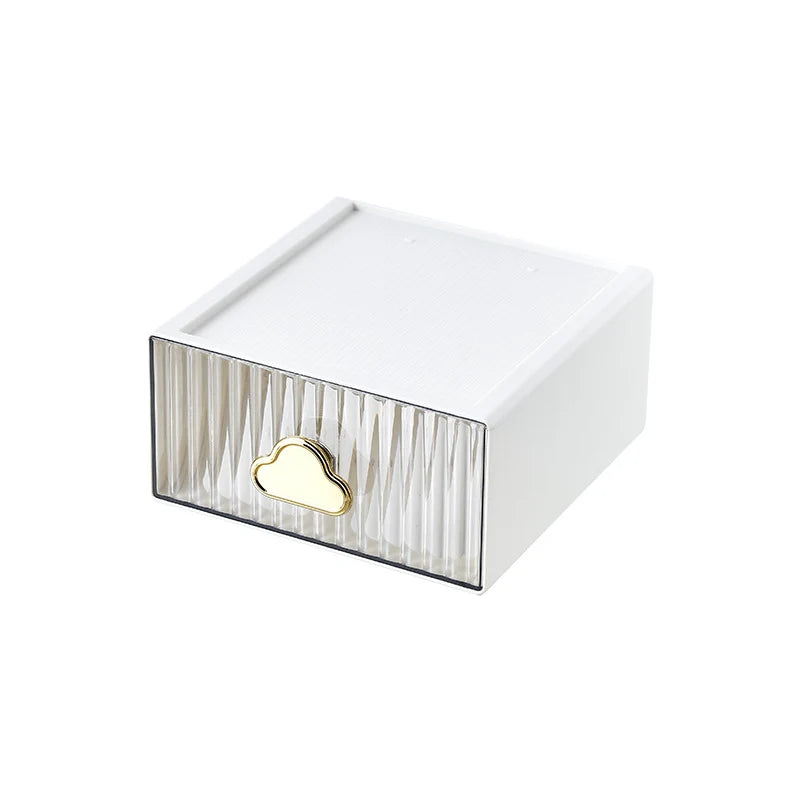 Boîte à Bijoux Compacte Moderne Avec Poignée Nuage et Façade Nervurée 0