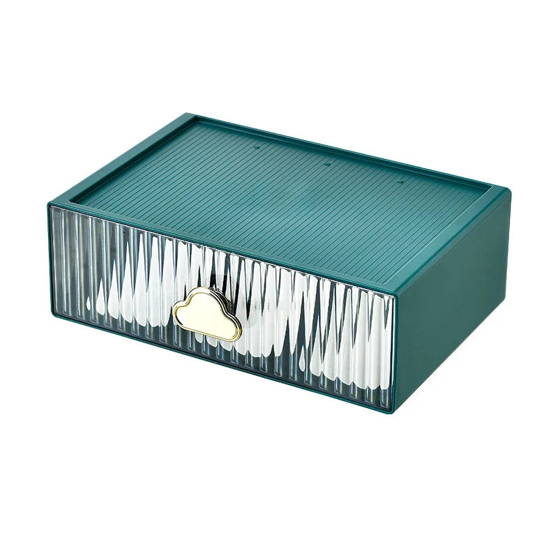 Boîte à Bijoux Compacte Moderne Avec Poignée Nuage et Façade Nervurée 5