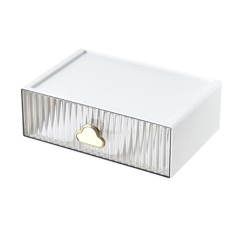 Boîte à Bijoux Compacte Moderne Avec Poignée Nuage et Façade Nervurée 8