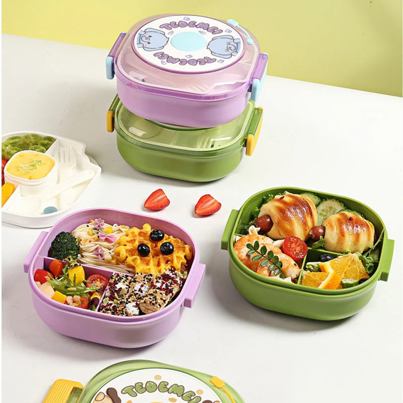 Boîte à goûter multi-compartiments ludique pour enfants et adultes 1