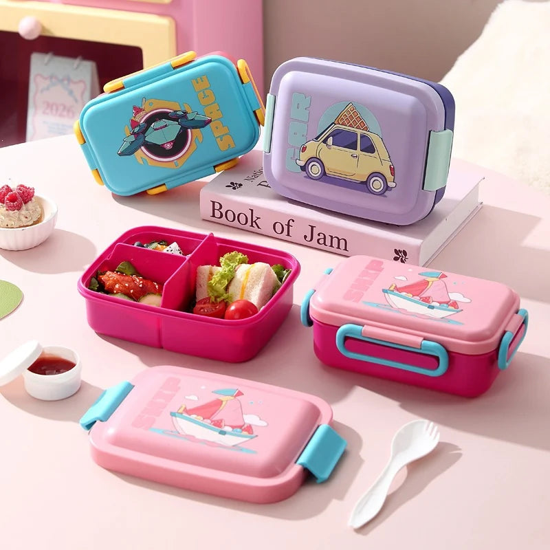 Boîte à lunch Bento avec couverts intégrés et design ludique 2