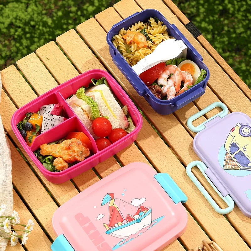 Boîte à lunch Bento avec couverts intégrés et design ludique 3