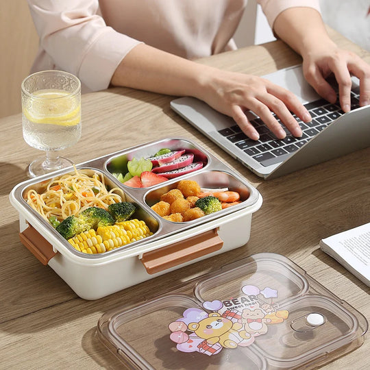 Boîte à lunch Bento multi-compartiments pour femmes style ludique 4