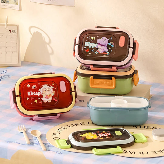 Boîte à lunch Bento pour enfants avec compartiments et motifs animaux 1