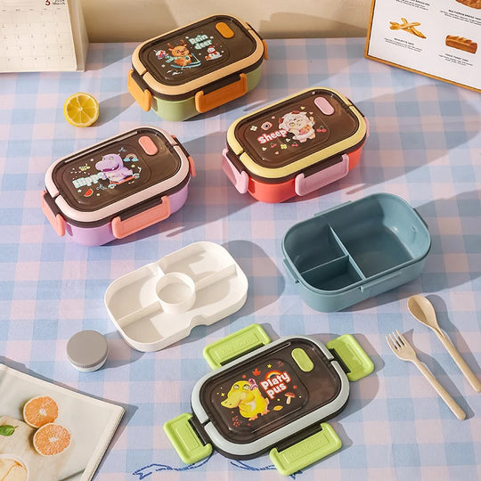 Boîte à lunch Bento pour enfants avec compartiments et motifs animaux 2