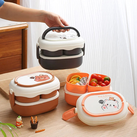 Boîte à lunch Bento pour enfants avec design ours ludique 1