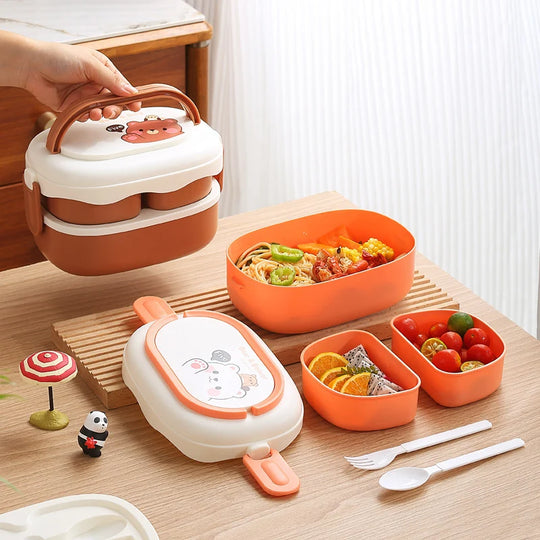 Boîte à lunch Bento pour enfants avec design ours ludique 2