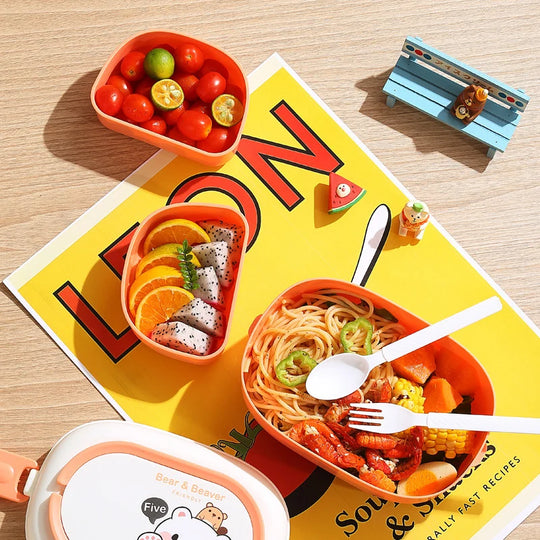 Boîte à lunch Bento pour enfants avec design ours ludique 4