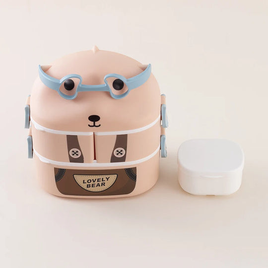 Boîte à lunch enfant portable à motif animalier ludique 0