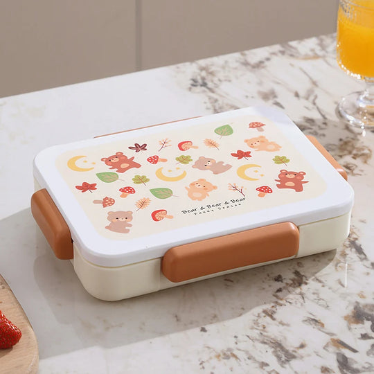 Boîte à lunch ludique à thème animalier avec compartiments multiples pour enfants et adultes 0