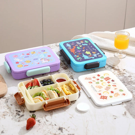 Boîte à lunch ludique à thème animalier avec compartiments multiples pour enfants et adultes 2