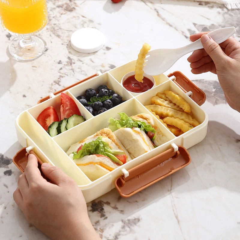 Boîte à lunch ludique à thème animalier avec compartiments multiples pour enfants et adultes 4