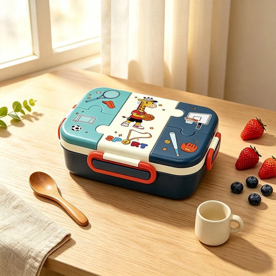 Boîte à lunch multi-compartiments thème sport pour enfants et adultes 0