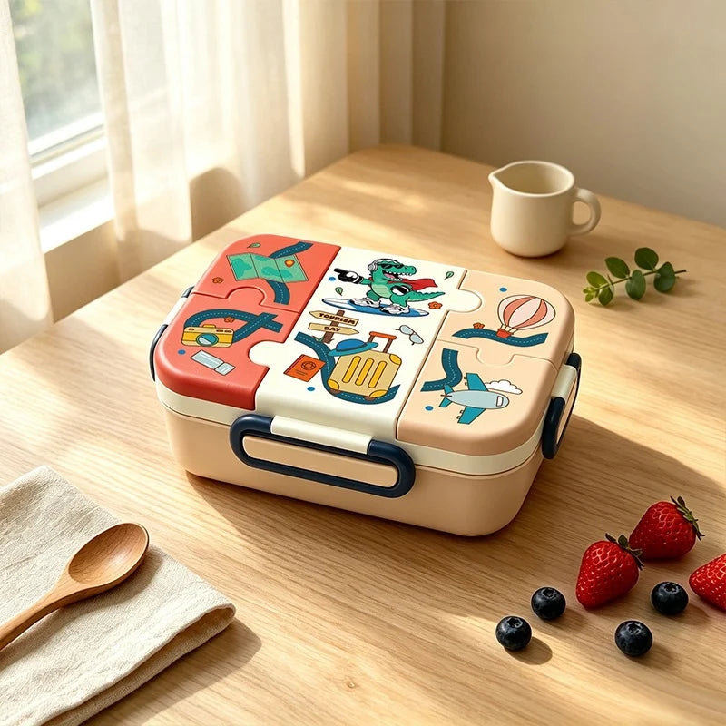 Boîte à lunch multi-compartiments thème sport pour enfants et adultes 7