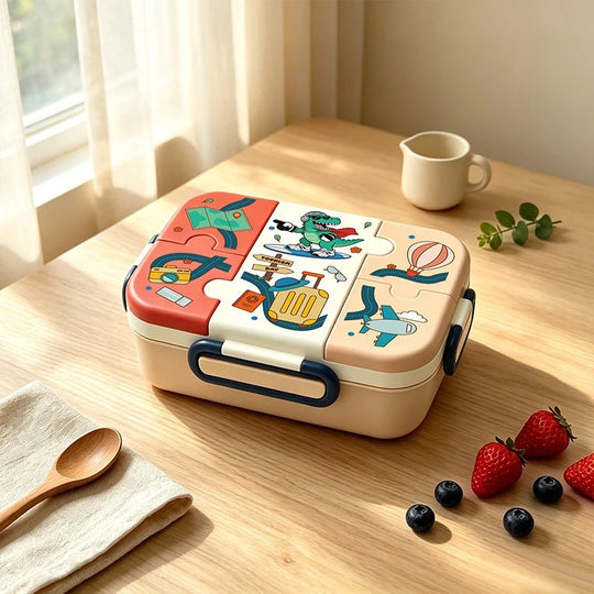 Boîte à lunch multi-compartiments thème sport pour enfants et adultes 7