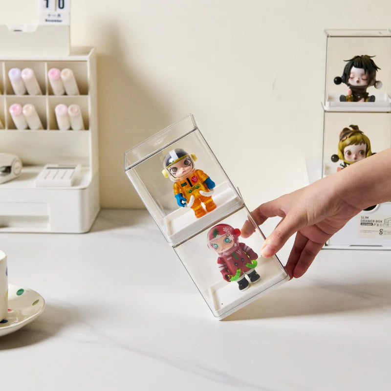 Boîte d'exposition empilable pour figurines de collection avec couvercle amovible 2