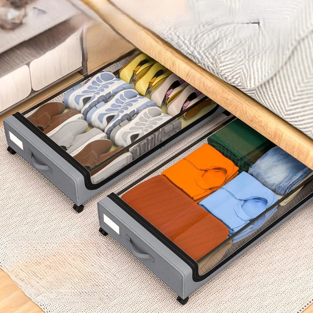 Boîte de Rangement Sous le Lit avec Roulettes 0
