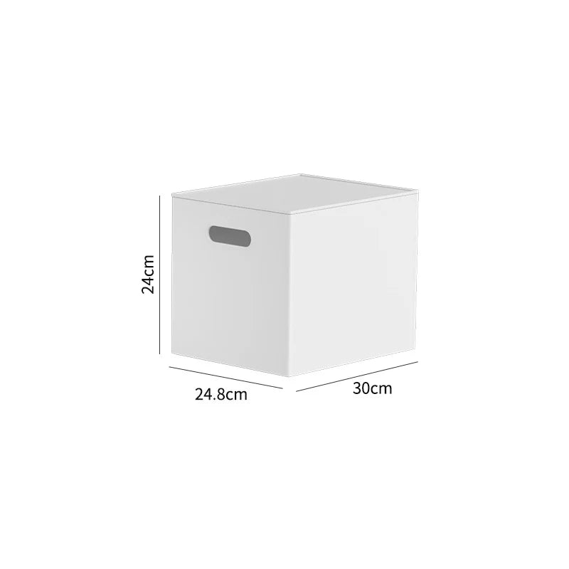 Boîte de rangement carrée avec couvercle amovible et poignées intégrées 0