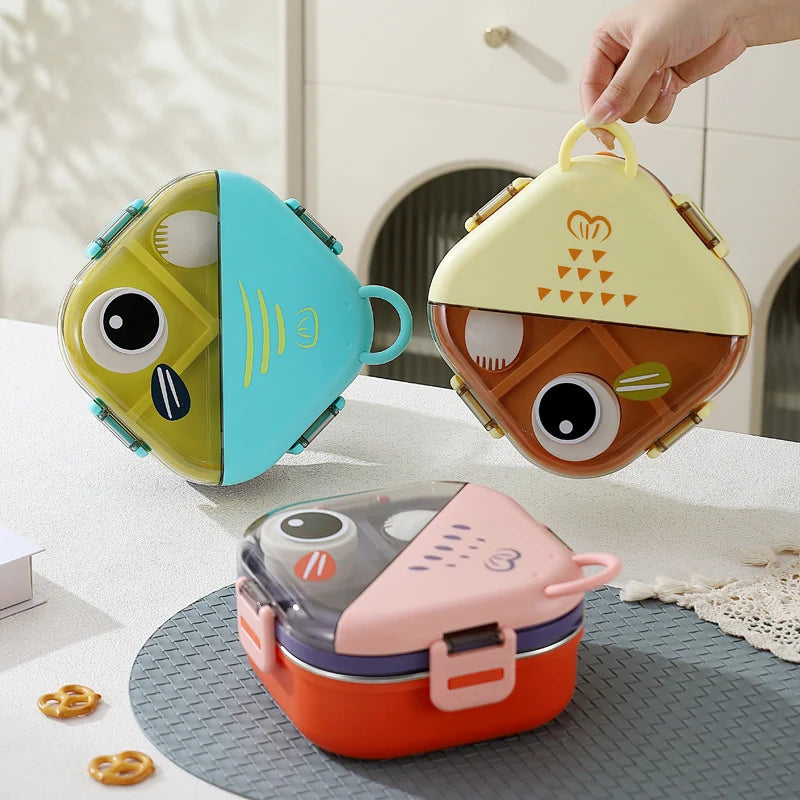 Boîte de rangement compacte pour collations avec double compartiment 1