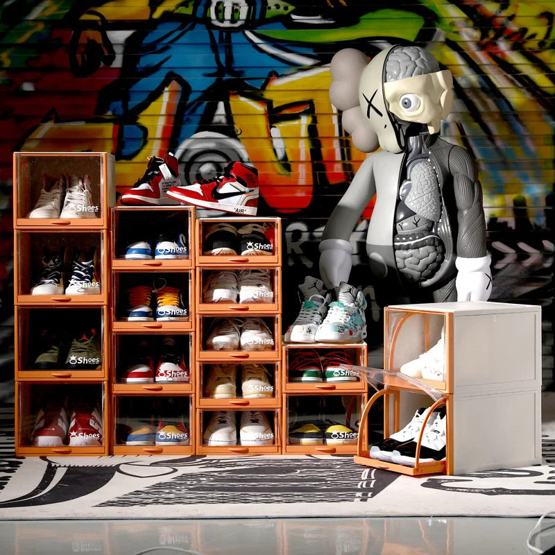 Boîte de rangement modulaire pour chaussures avec rabat transparent 3