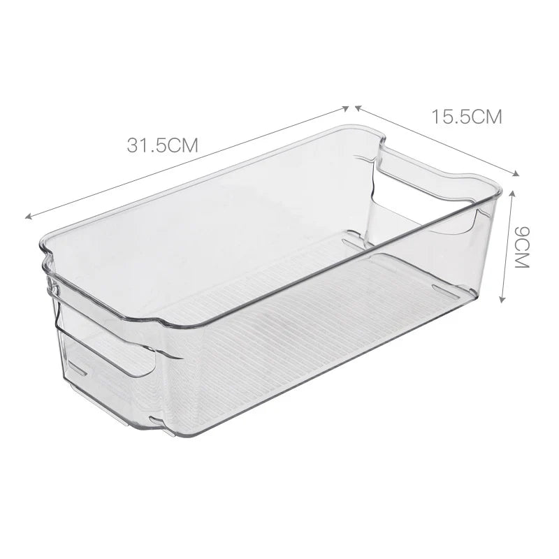Boîte de rangement plate transparente avec poignées et fond antidérapant 0