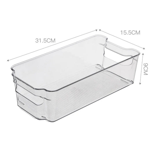 Boîte de rangement plate transparente avec poignées et fond antidérapant 0