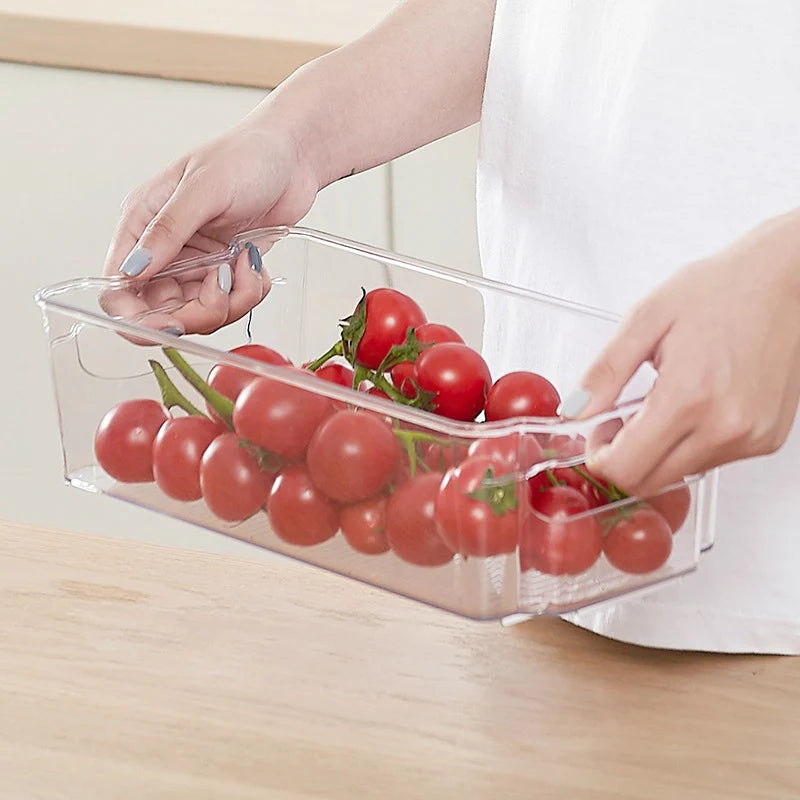 Boîte de rangement plate transparente avec poignées et fond antidérapant 2
