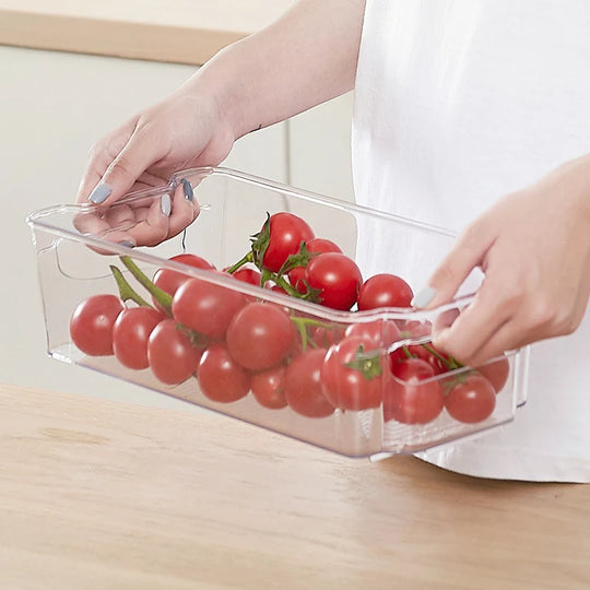 Boîte de rangement plate transparente avec poignées et fond antidérapant 2