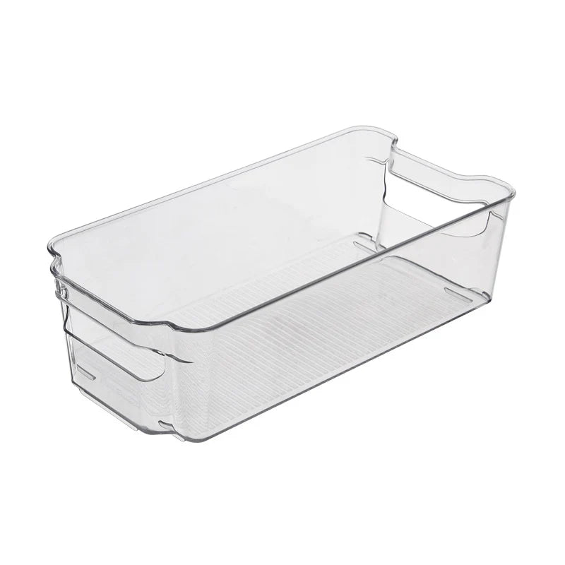Boîte de rangement plate transparente avec poignées et fond antidérapant 3