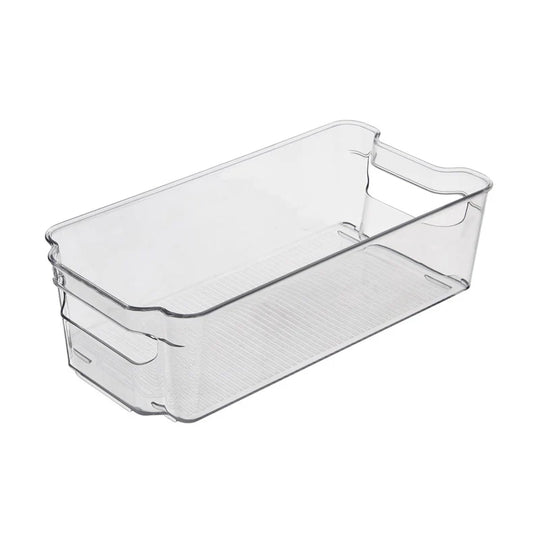 Boîte de rangement plate transparente avec poignées et fond antidérapant 3