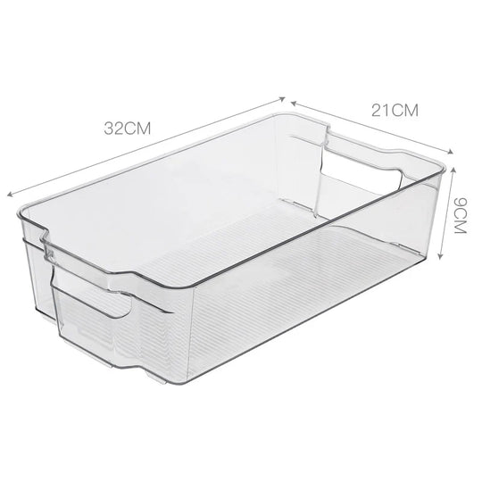 Boîte de rangement plate transparente avec poignées et fond antidérapant 4
