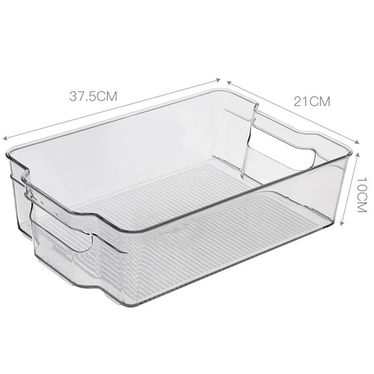 Boîte de rangement plate transparente avec poignées et fond antidérapant 5
