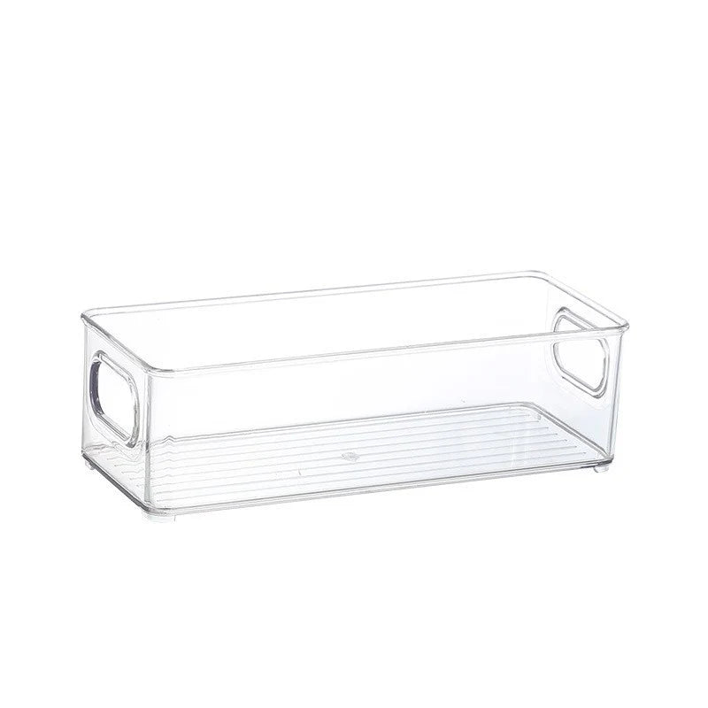 Boîte de rangement plate transparente avec poignées et fond antidérapant 6