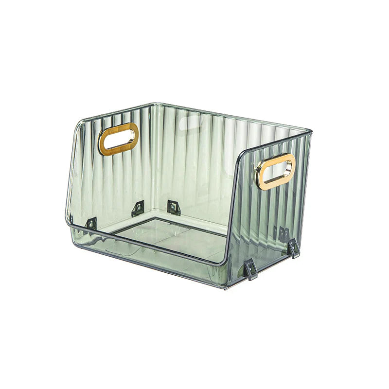 Boîte de rangement transparente à ouverture frontale pour organisation pratique 0