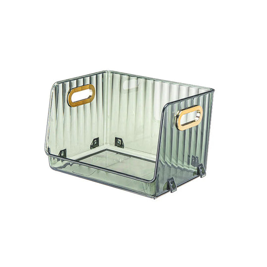 Boîte de rangement transparente à ouverture frontale pour organisation pratique 0