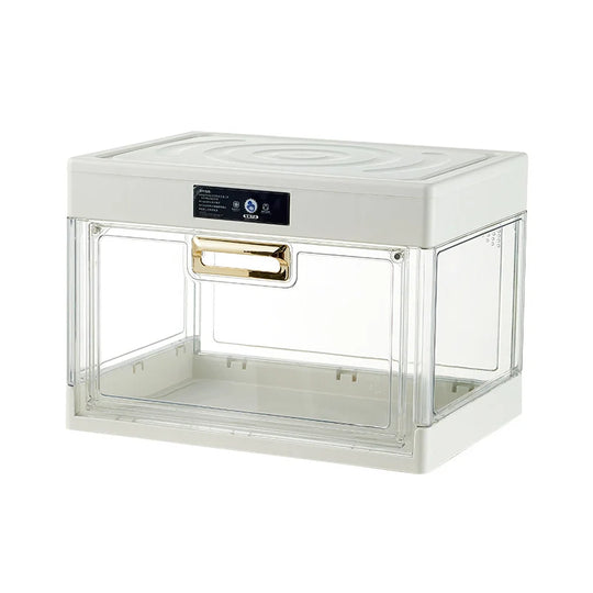 Boîte de rangement transparente à rabat frontal pour chaussures et petits objets 0