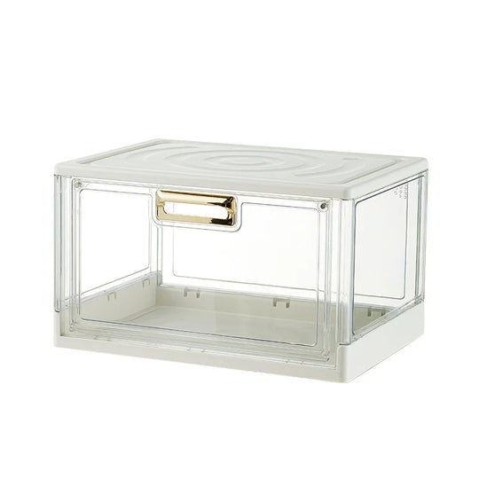 Boîte de rangement transparente à rabat frontal pour chaussures et petits objets 5