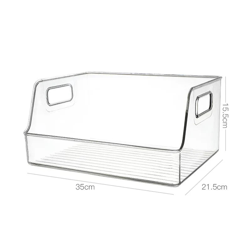 Boîte de rangement transparente avec façade inclinée et poignées intégrées 0