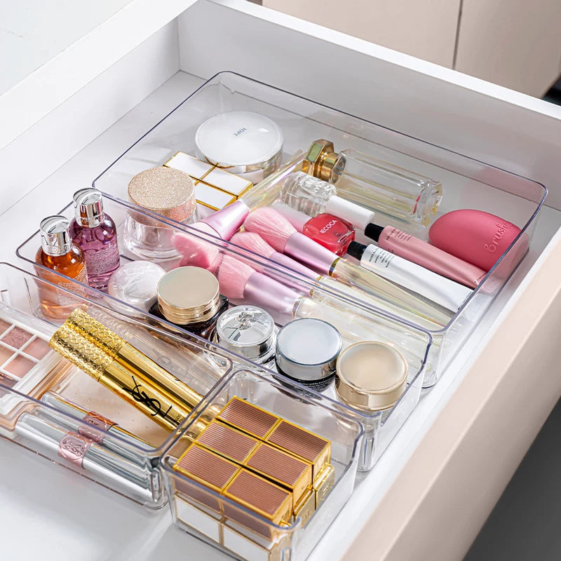 Boîte de rangement transparente compacte avec ouverture frontale pour cuisine et placard 1