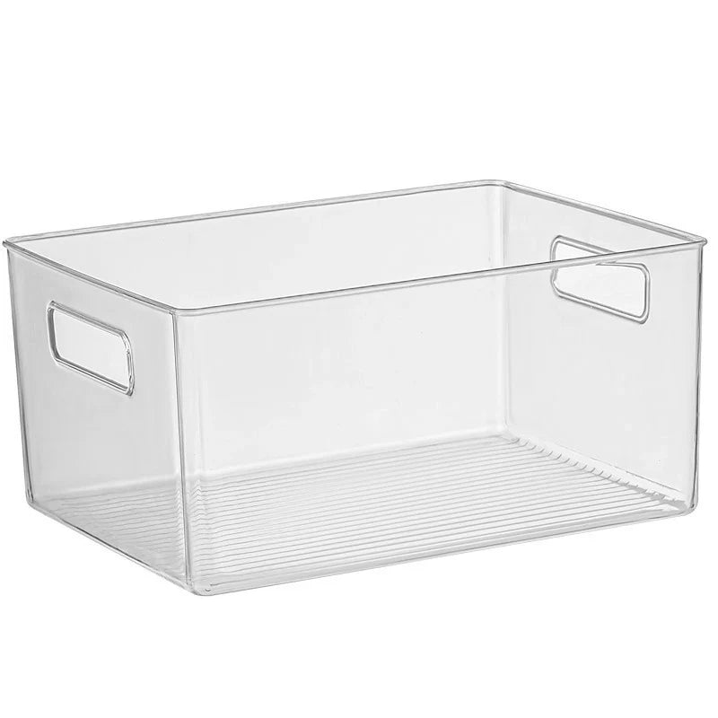 Boîte de rangement transparente multifonction avec poignées latérales et fond antidérapant 1