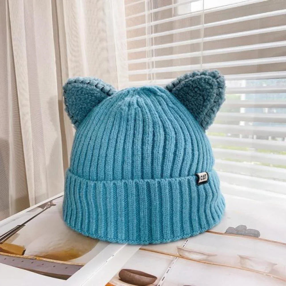 Bonnet d'hiver avec oreilles de chat pour femmes 2