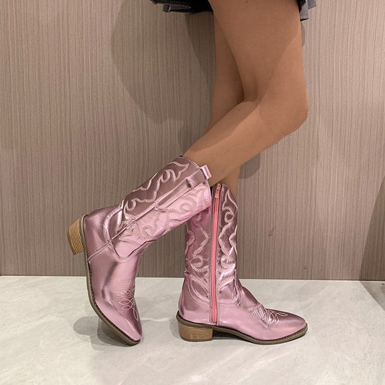 Bottes Femme Cowboy Métalliques Tendance 2