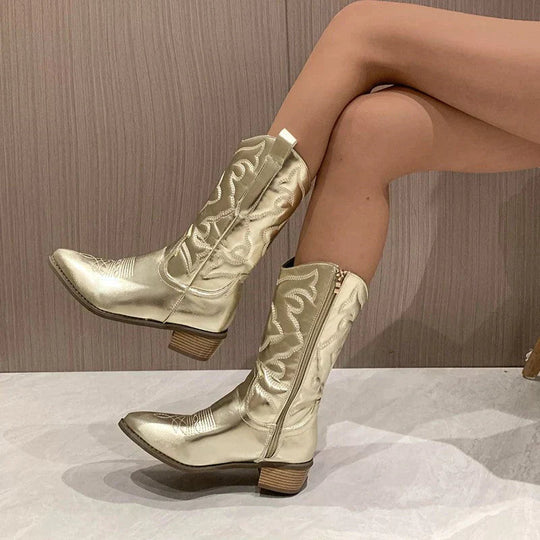 Bottes Femme Cowboy Métalliques Tendance 4