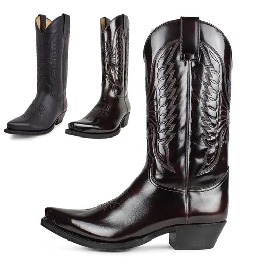 Bottes Femme Mi-Mollet Style Western Synthétique avec Zip Latéral 0