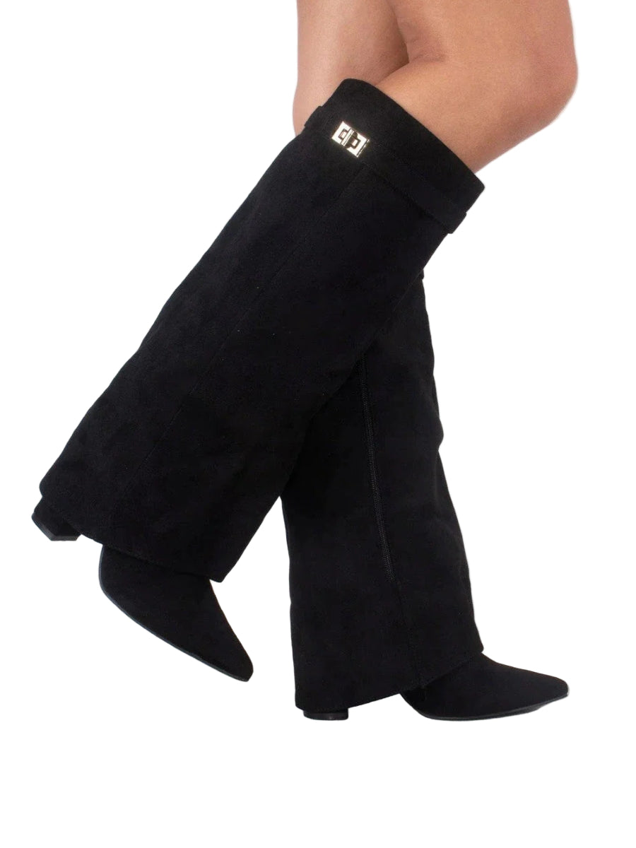 Bottes Hautes Femme Chic Hauteur Genou avec Talon Bloc 0