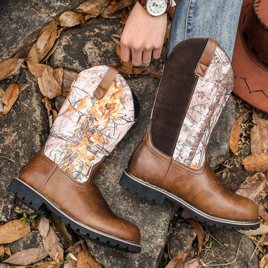 Bottes Hiver Homme Western Cuir Vintage 3